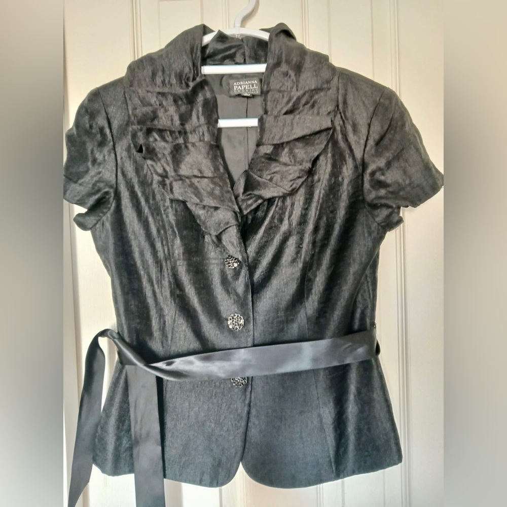 Adrianna Papell Black Short Sleeve Blouse